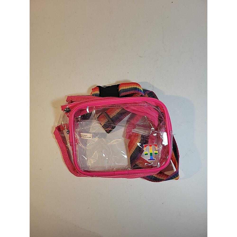 RARE Y2K T MOBILE CLEAR PLASTIC WAISTPACK FANNYPACK PINK PROMO
